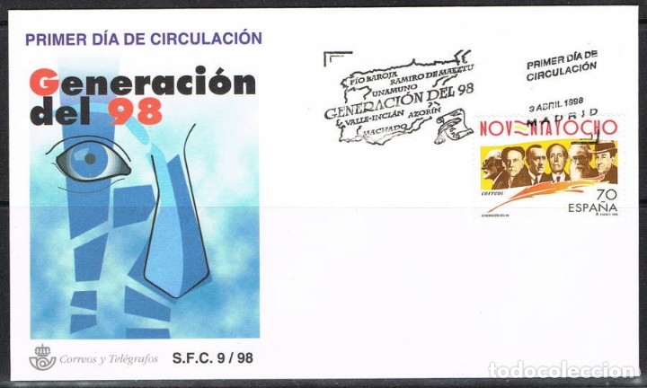 Sellos: [CF7766] Espa&ntilde;a 1998, FDC Generaci&oacute;n del 98 (NS) - Foto 1