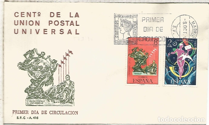Sellos: ESPA&Ntilde;A SPD 100 A&Ntilde;OS DE LA UPU - Foto 1