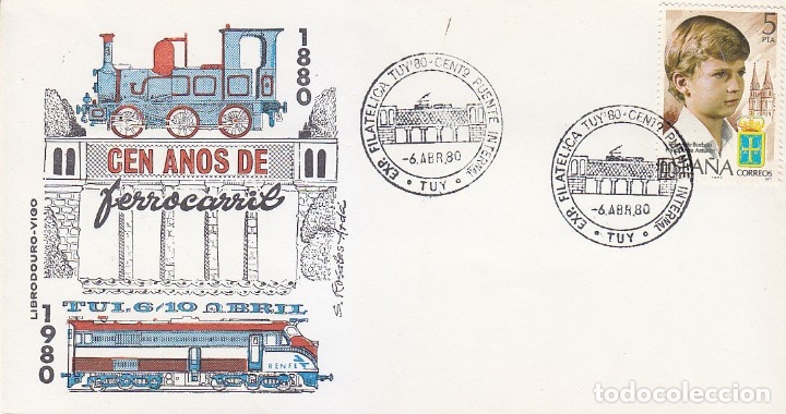 Timbres: TRENES CENTENARIO PUENTE INTERNACIONAL, TUY PONTEVEDRA 1980. MATASELLOS FERROCARRIL SOBRE LIBRODOURO