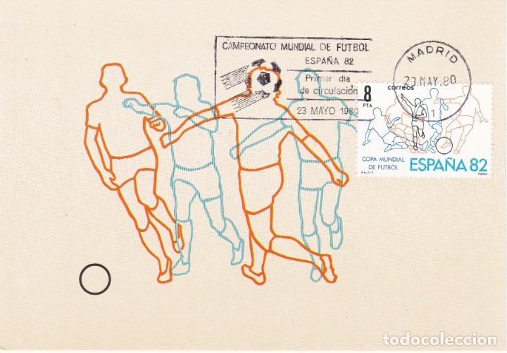 Sellos: POSTAL PRIMER DIA CAMPEONATO MUNDIAL DE FUTBOL ESPA&Ntilde;A DEL A&Ntilde;O 1982 (FOOTBALL)