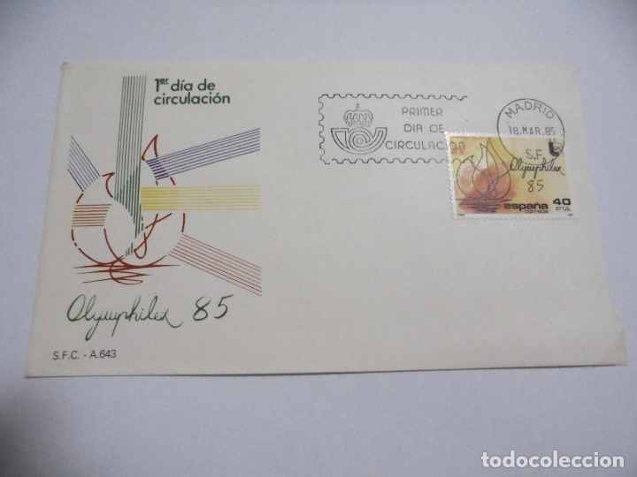 Sellos: SOBRE PRIMER DIA. OLYMPHILEX 85. - Foto 1
