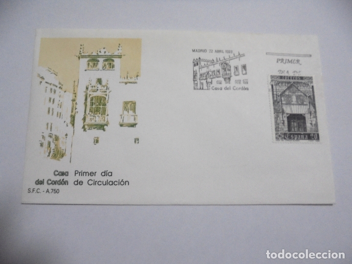 Sellos: SOBRE PRIMER DIA. CASA DEL CORDON. 1989. MADRID - Foto 1
