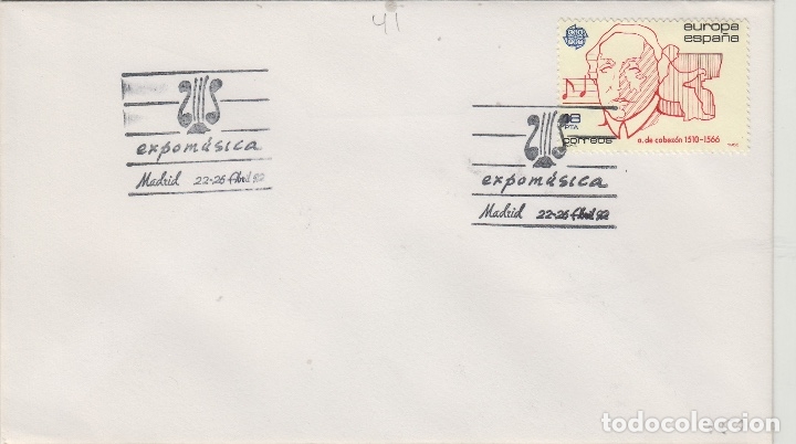 Sellos: 1992 MADRID , EXPOM&Uacute;SICA ,  SOBRE - Foto 1