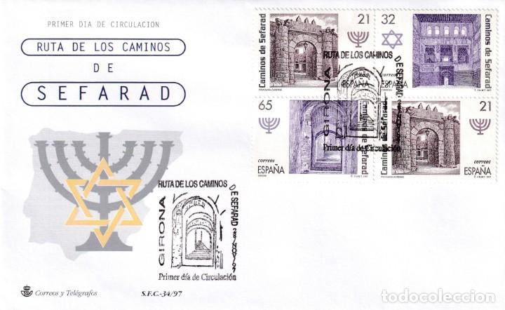 Selos: RUTA DE LOS CAMINOS DE SEFARAD 1997 (EDIFIL 3520/23) SPD DEL SERVICIO FILATELICO MATASELLOS GIRONA.