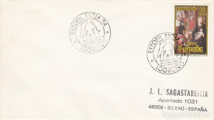 Sellos: SOBRE: 1984 LOGRO&Ntilde;O. EXPOFIL RIOJA 84 - Foto 1