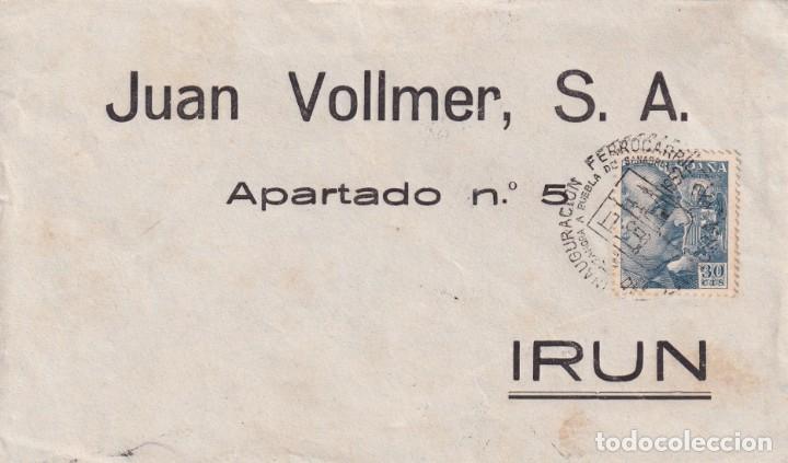 Stamps: TRENES INAUGURACION FERROCARRIL ZAMORA-PUEBLA DE SANABRIA 1952 RARO MATASELLOS CARTA JUAN VOLLMER SA