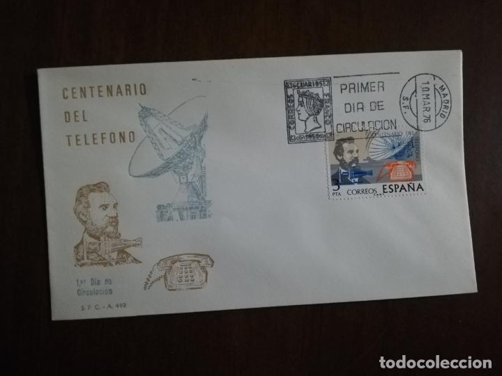 Sellos: SOBRE PRIMER DIA. CENTENARIO DEL TELEFONO. MADRID. 1976. - Foto 1