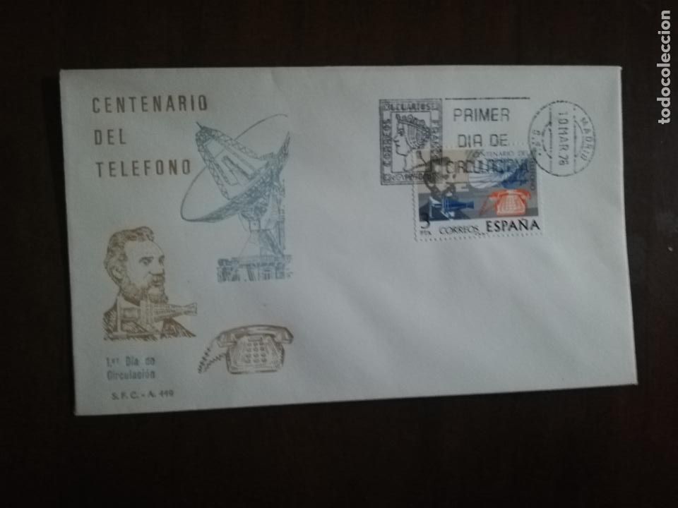 Sellos: SOBRE PRIMER DIA. CENTENARIO DEL TELEFONO. MADRID. 1976. - Foto 1