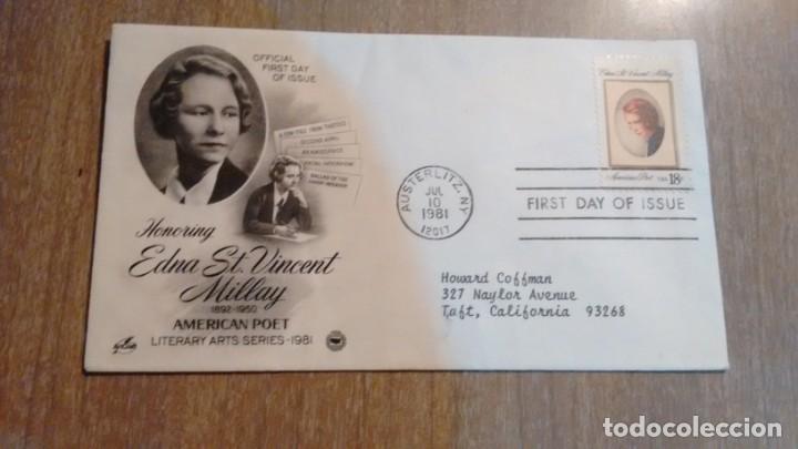 Sellos: EDNA ST. VICENT MILLAY - 1&deg; DIA DE EMISION - POSTAL - - Foto 1