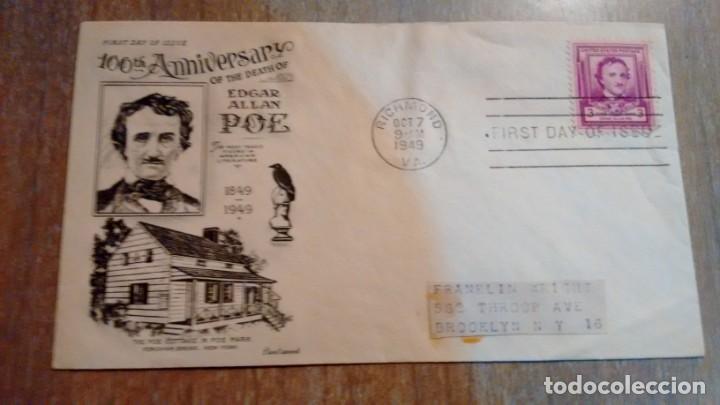 Sellos: EDGAR ALLAN POE - 1&deg; DIA DE EMISION - POSTAL - - Foto 1