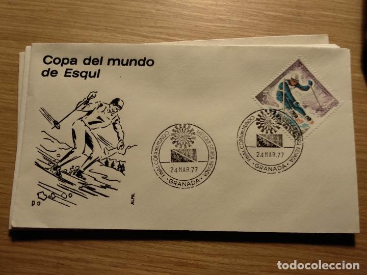 Sellos: Sobre ALFIL 1977 DEPORTES ESQU&Iacute; FINAL COPA DEL MUNDO SIERRA NEVADA, GRANADA