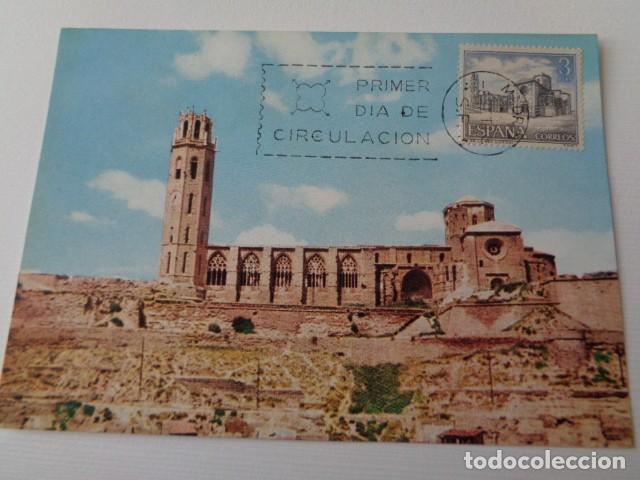Sellos: POSTAL SEO LLEIDA. 1966. PRIMER DIA DE CIRCULACI&Oacute;N. SELLO 3 PTAS.