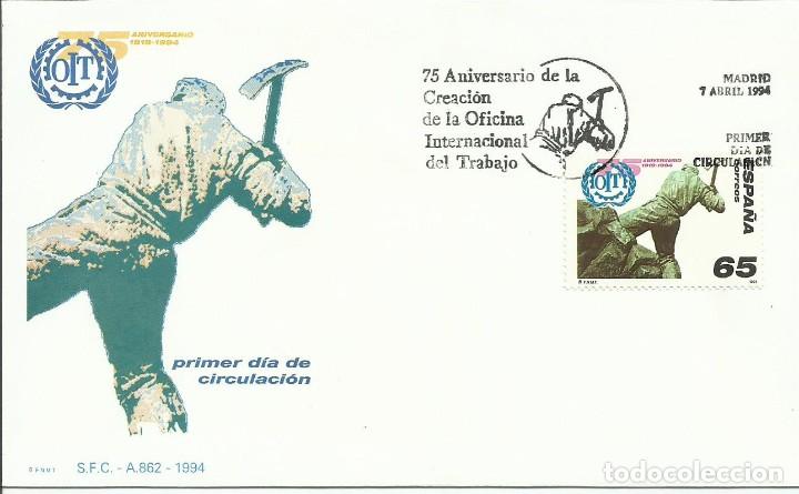 Sellos: Sobre Primer D&iacute;a de Circulaci&oacute;n. OIT - 1994 - Foto 1