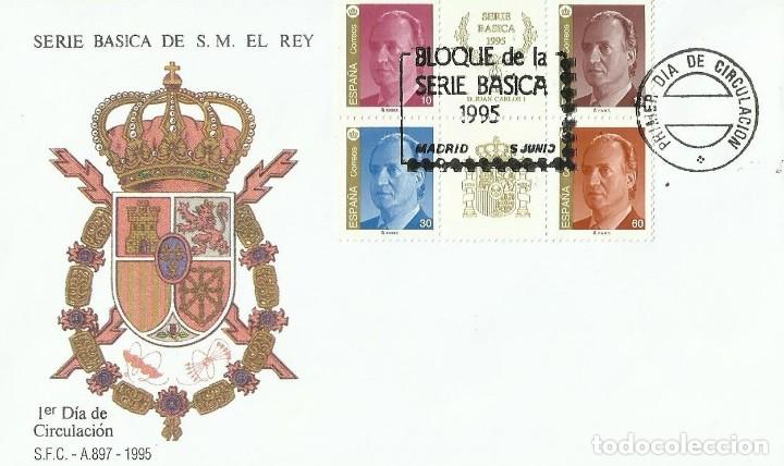 Sellos: Sobre Primer D&iacute;a de Circulaci&oacute;n. B&Aacute;SICOS DE S.M. EL REY&ndash; 1995 - Foto 1
