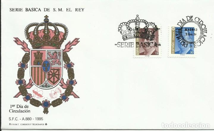 Sellos: Sobre Primer D&iacute;a de Circulaci&oacute;n. B&Aacute;SICOS DE S.M. EL REY&ndash; 1995 - Foto 1
