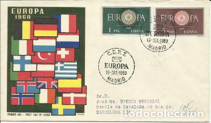 Sellos: Sobre Primer D&iacute;a EUROPA 1960 - Foto 1