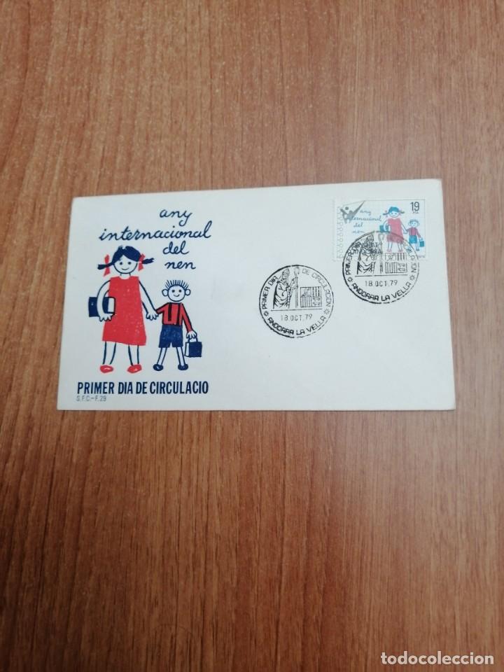 Timbres: SOBRE PRIMER DIA CIRCULACION ANDORRA LA VELLA ANY INTERNACIONAL DEL NEN