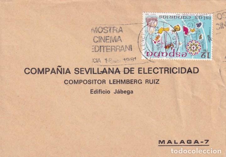 Timbres: CINE CINEMA MEDITERRANI 2 MOSTRA, VALENCIA 1981. MATASELLOS RODILLO EN CARTA COMERCIAL RARO ASI. MPM