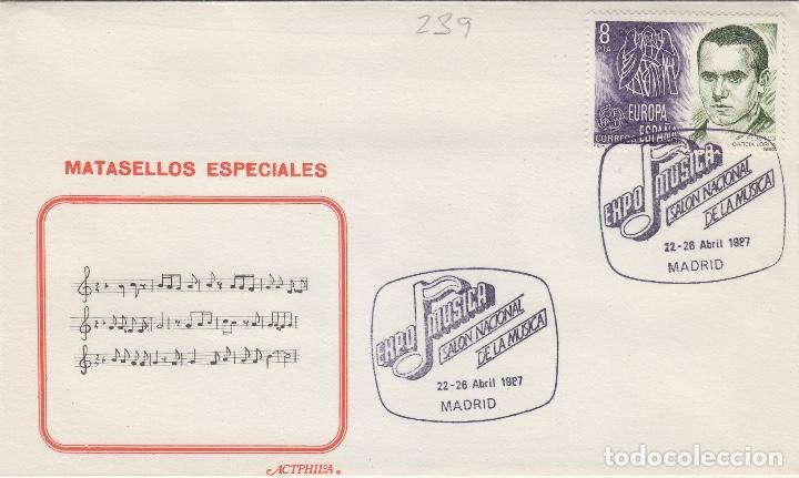 Sellos: 1987 MADRID . EXPOSICION M&Uacute;SICA  - SOBRE - Foto 1