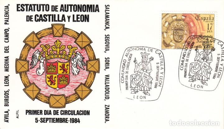 Sellos: SOBRE: 1984 LEON. ESTATUTO E AUTONOMIA DE CASTILLA Y LEON - Foto 1