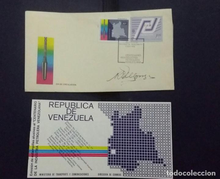 Sellos: SOBRE CON SELLOS Y FOLLETO INFORMATIVO 1a. EMISI&Oacute;N 1978 CENTENARIO LA INDUSTRIA PETROLERA VENEZOLANA