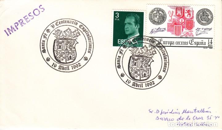 Sellos: SOBRE: 1992 SANTA FE. V CENTENARIO CAPITULACIONES - Foto 1