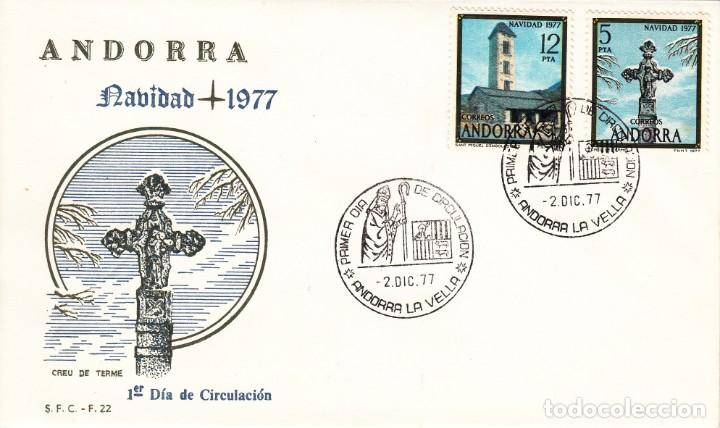 Sellos: SOBRE: 1977 ANDORRA. NAVIDAD 1977 - Foto 1