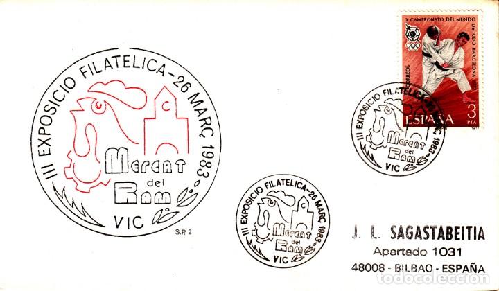 Sellos: SOBRE: 1983 VIC. MERCAT DEL RAM - Foto 1