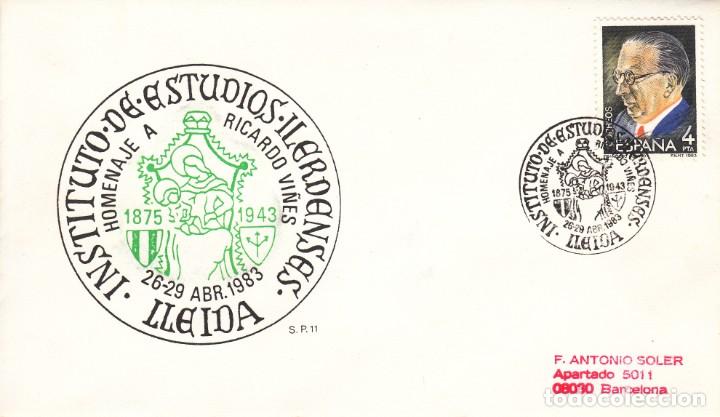 Sellos: SOBRE: 1983 LLEIDA. INSTITUTO DE ESTUDIOS ILERDENSES - Foto 1