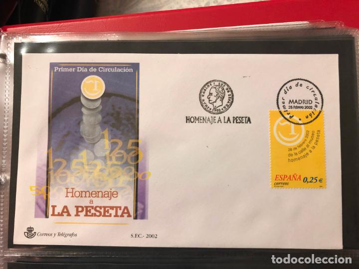 Sellos: SOBRE PRIMER DIA A&Ntilde;O 2002 HOMENAJE A LA PESETA. SPD - Foto 1