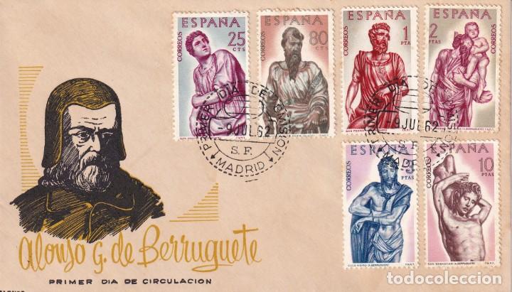 Sellos: ALONSO DE BERRUGUETE 1962 (EDIFIL 1438/43) EN SOBRE PRIMER DIA DE ALONSO. BONITO Y RARO ASI.