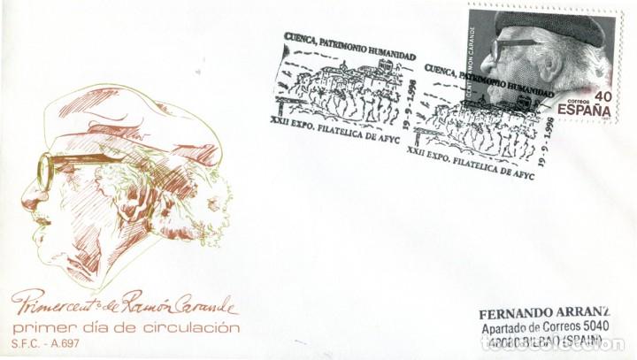 Sellos: CUENCA PATRIMONIO DE LA HUMANIDAD, CUENCA 1998. MATASELLOS EN SOBRE - Foto 1