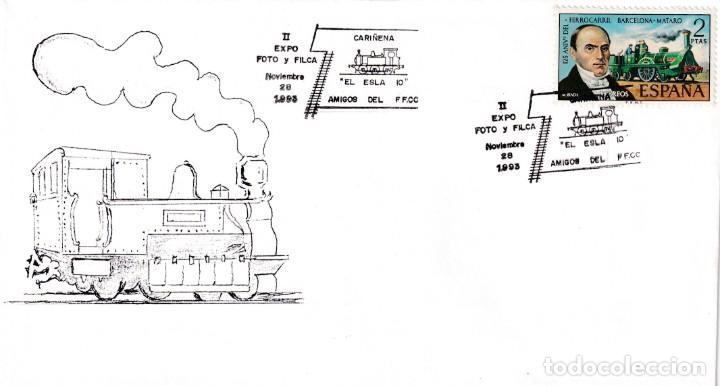 Stamps: TRENES EL ESLA 10 AMIGOS FERROCARRIL II EXPOSICION, CARI&Ntilde;ENA (ZARAGOZA) 1993. MATASELLOS RARO SOBRE