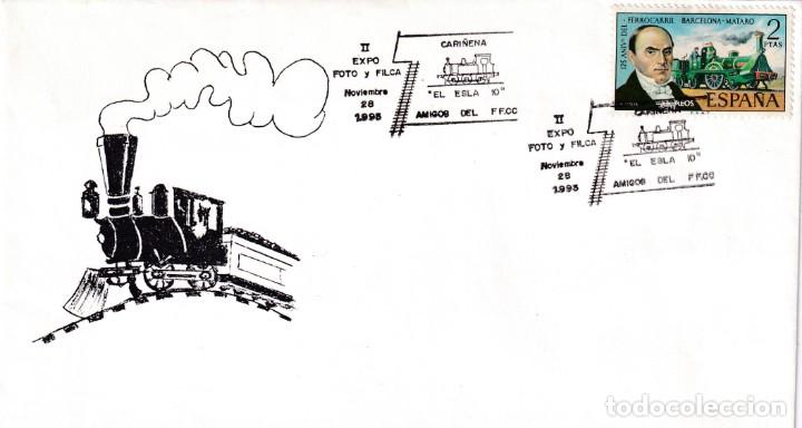 Stamps: TRENES EL ESLA 10 AMIGOS FERROCARRIL II EXPOSICION, CARI&Ntilde;ENA (ZARAGOZA) 1993. MATASELLOS RARO SOBRE
