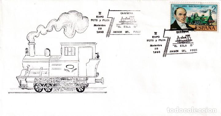 Stamps: TRENES EL ESLA 10 AMIGOS FERROCARRIL II EXPOSICION, CARI&Ntilde;ENA (ZARAGOZA) 1993. MATASELLOS RARO SOBRE