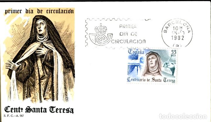 Sellos: SOBRE DE PRIMER DIA CENTENARIO STA. TERESA 1982 - Foto 1