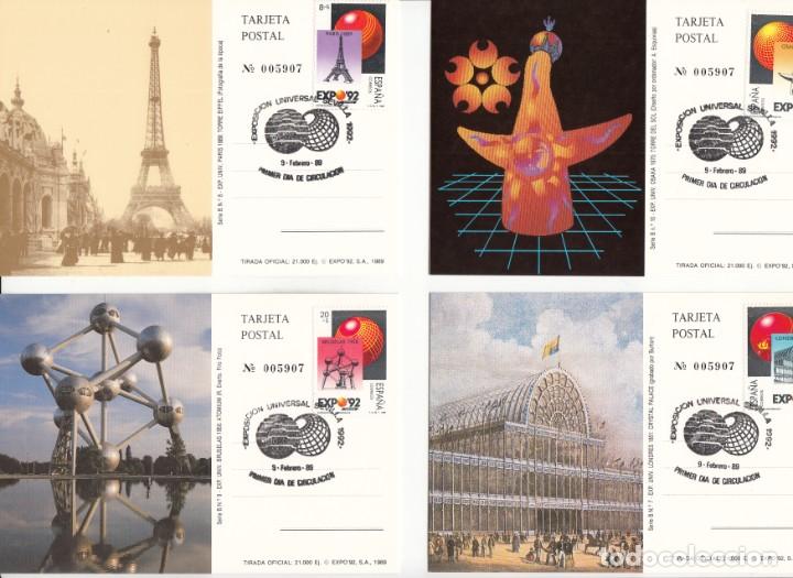 Sellos: 4 TARJETAS POSTALES: 1989 SEVILLA. EXPOSICION UNIVERSAL - Foto 1