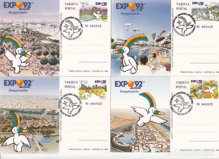 Sellos: 4 TARJETAS POSTALES: 1990 SEVILLA. EXPOSICION UNIVERSAL - Foto 1