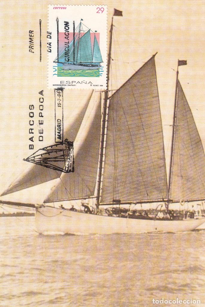 Sellos: TARJETA POSTAL: 1994 MADRID. BARCOS DE EPOCA - SALTILLO - Foto 1