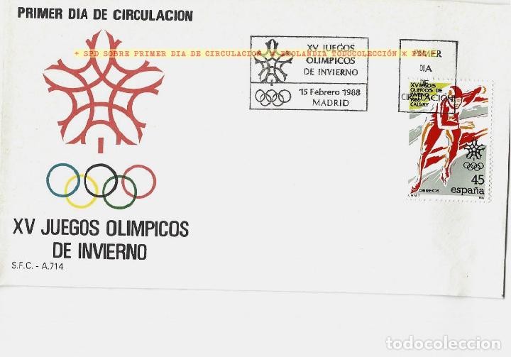 Sellos: 0714 M F9U SPD 1988 JUEGOS OL&Iacute;MPICOS DE INVIERNO CALGARY EKL (2932) FDC SOBRE PRIMER DIA DE CIRC V3