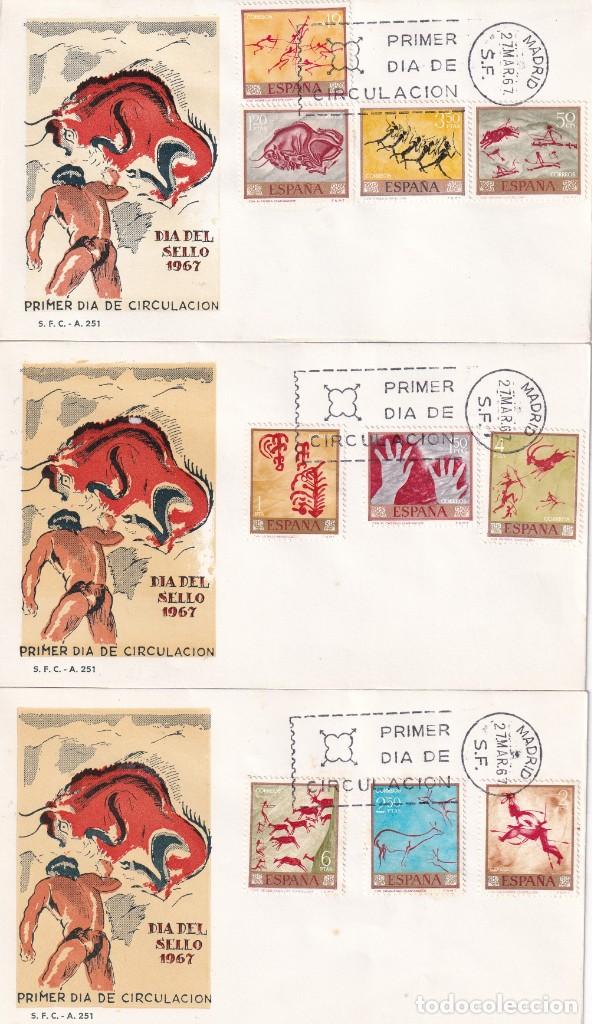Sellos: HOMENAJE AL PINTOR DESCONOCIDO 1967 PINTURAS RUPESTRES (EDIFIL 1779/88) EN TRES SPD DEL SFC RARO ASI