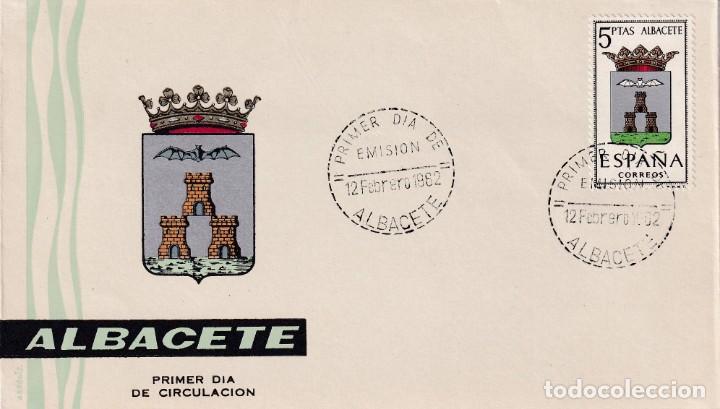 Briefmarken: ESCUDO DE ALBACETE 1962 MATASELLOS PROVINCIA (EDIFIL 1407) EN SOBRE PRIMER DIA DE ARRONIZ. RARO ASI.