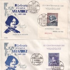 Sellos: PINTURA VELAZQUEZ 1961 III CENTENARIO (EDIFIL 1344/47) EN CUATRO SOBRES PRIMER DIA DE ALONSO. RAROS.