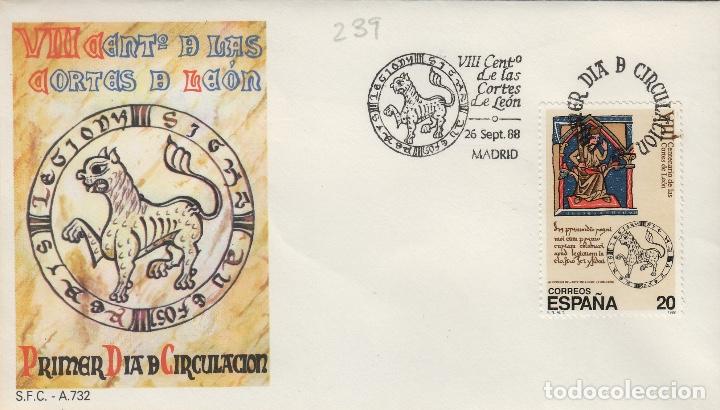 Sellos: 1988 VIII CENTENARIO DE LAS CORTES DE LE&Oacute;N . SOBRE PRIMER DIA - Foto 1