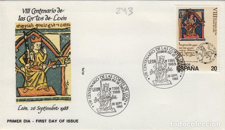 Sellos: 1988 LEON VIII CENTENARIO DE LAS CORTES DE LE&Oacute;N . SOBRE - Foto 1
