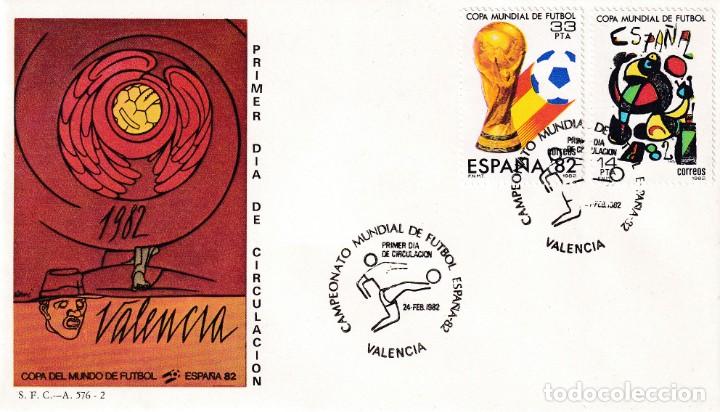 Sellos: FUTBOL 1982 COPA MUNDIAL ESPA&Ntilde;A 82 (EDIFIL 2644/45) SOBRE PRIMER DIA DEL SFC MATASELLOS VALENCIA.