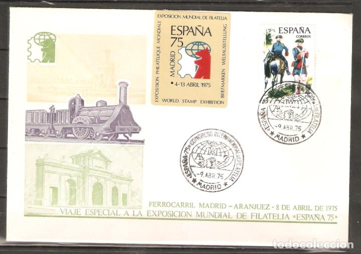Stamps: .ESPA&Ntilde;A.1975 .EXPOSICI&Oacute;N ESPA&Ntilde;A 75 VIAJE FERROCARRIL MADRID ARANJUEZ, TRENES