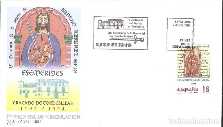 Francobolli: 1994.SOBRE PRIMER D&Iacute;A. V CENTENARIO DEL TRATADO DE TORDESILLAS.