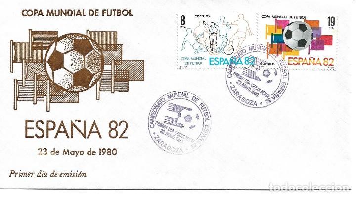 Sellos: FUTBOL 1980 CAMPEONATO MUNDIAL ESPA&Ntilde;A 82 (EDIFIL 2570/71) EN RARO SPD ILUSTRADO MATASELLOS ZARAGOZA.