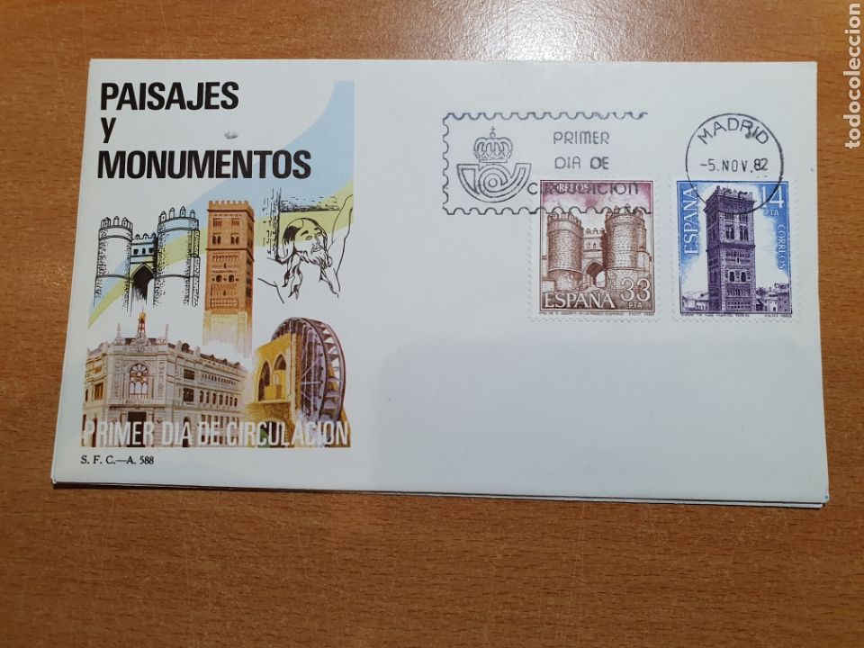 Sellos: Sobre primer d&iacute;a de circulaci&oacute;n Espa&ntilde;a a&ntilde;o 1982 - Foto 1